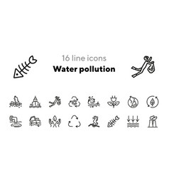 Water Pollution Line Icon Set