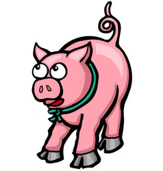 Cute Cartoon Pink Pig With Collar