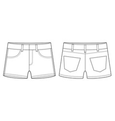 Denim Short With Pockets Technical Sketch Kids