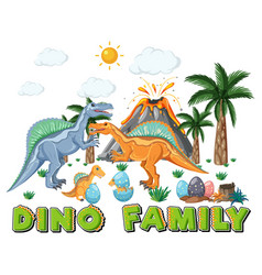 Dinosaur Family Word Logo With Dinosaurs