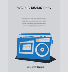 Classic Radio In Blue Flat Design For World Music