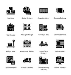 Delivery Shipping And Logistics Glyph Icons