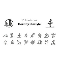 Healthy Lifestyle Line Icon Set