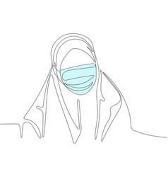 Asian Muslim Woman Wearing Hijab And Medical Mask