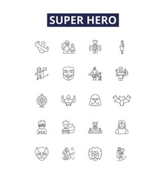 Super Hero Line Icons And Signs Avengers