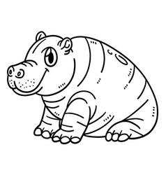 Baby Hippo Isolated Coloring Page For Kids