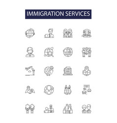 Immigration Services Line Icons And Signs