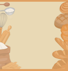 Bakery baking bread products frame with copy space