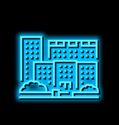 Residential Complex Apartment Building Neon Glow