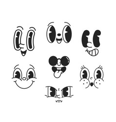 Lively Black And White Cartoon Comic Style Faces