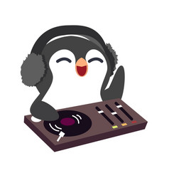 Penguin With Disc Jockey Cartoon