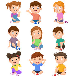 Cute Kids Cartoon With Different Expressions