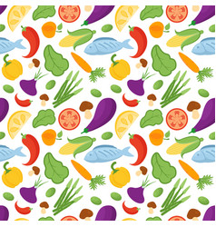 Vegetarian Fruit And Vegetables Seamless Pattern