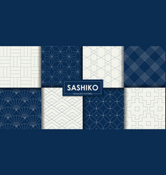 Japanese Sashiko Seamless Pattern Set Decorative