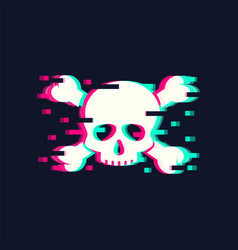 Skull In Trendy Glitch Style