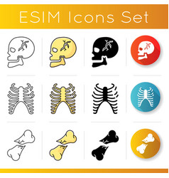 Body Part Injuries Icons Set Rib Bone Fracture