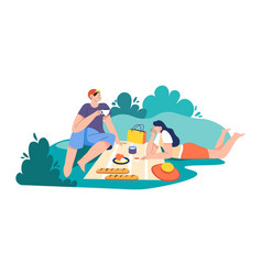 Couple On Picnic Enjoying Food And Company