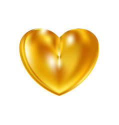 Golden Realistic Heart Icon On White Background