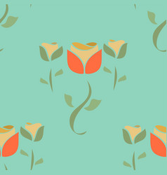 Three Flower Pattern In Red And Duck Egg Blue