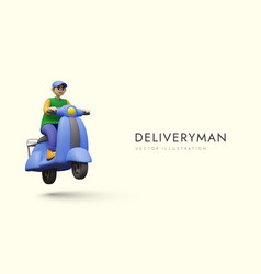 Young Man Riding Scooter Poster For Delivery