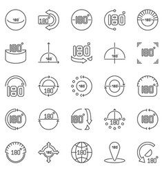 180 Degrees Outline Icons Set Angle