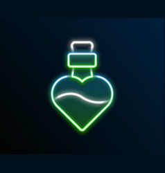 Glowing Neon Line Bottle With Love Potion Icon