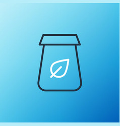 Line Tea Packaging Icon Isolated On Blue