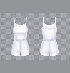 Woman White Jumpsuit With Shorts Mockup