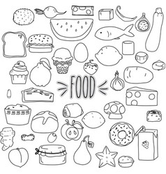 Hand drawn cute food kawaii outline Royalty Free Vector