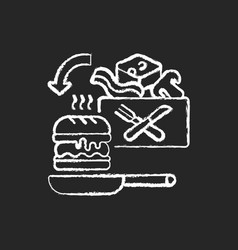 Meal Kit Delivery Chalk White Icon On Black