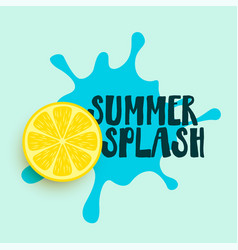 Summer Water Splash With Lemon Background