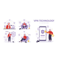 Vpn Technology Collection Elderly Women Using