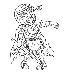 Zombie Knight Isolated Coloring Page For Kids