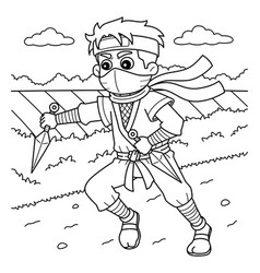 Ninja Holding A Kunai Coloring Page For Kids