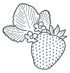 Strawberry With Two Flowers And Three Leaves