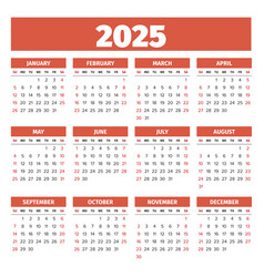 2025 Simple Calendar Weeks Start On Sunday