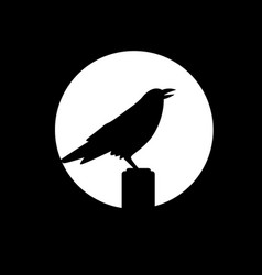 Raven Crow Black Dark Night Moon Perched Logo