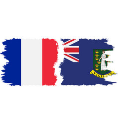 British Virgin Islands And France Grunge Flags