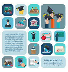 Higher Education Icons Flat