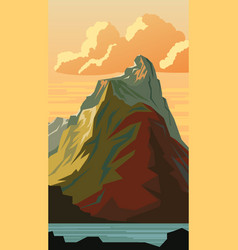 Vertical Cartoon Of Mountain Peak