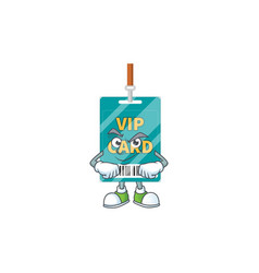 Vip Pass Card Cartoon Character With Sneaky Face