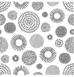 Hand Drawn Black White Circle Seamless Pattern