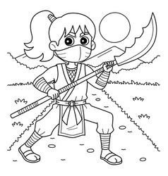 Ninja Kunoichi With Naginata Coloring Page