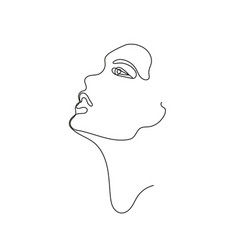 Hand drawn linear art woman face with Royalty Free Vector