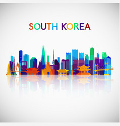 South Korea Skyline Silhouette In Colorful