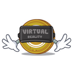 With Virtual Reality Tether Coin Mascot Cartoon