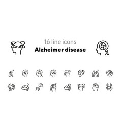 Alzheimer Disease Line Icon Set