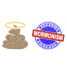 Bicolor Distress Mormonism Badge And Geometric