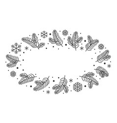 Christmas Tree Fir Pine Twig Border Floral Frame