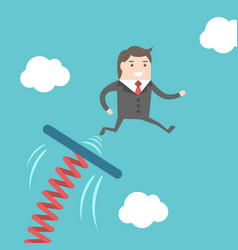 Businessman Jumping From Springboard